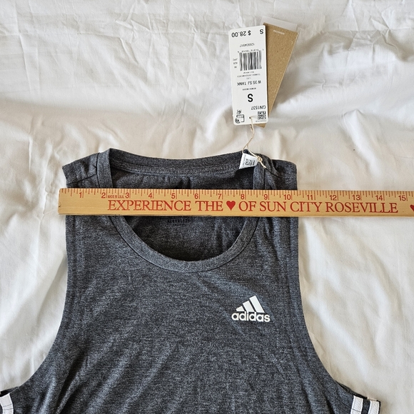 Adidas PRIMEGREEN Aeroready Original 3 Stripe Training Gray Tank Top Small NWT - Picture 10 of 12